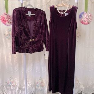 Vintage Formal Wear Purple Velvet Sleeveless Dress & Coat,Weddings, Prom